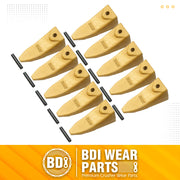 BDI Wear Parts X156T Tiger Hensley Style Bucket Teeth with P156 Roll Pins - 10 Pack