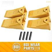 X156 Dirt Teeth Hensley Style Bucket Teeth/Tooth with P156 Roll Pins - 4 Pack