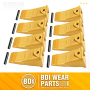 X156 Dirt Teeth Hensley Style Bucket Teeth/Tooth with P156 Roll Pins - 8 Pack