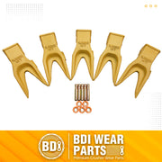 BDI Wear Parts 1U3202WTL Hensley Style Bucket Teeth for Excavator Buckets Caterpillars Tractor Backhoe Bucket Teeth for Skid Steer (5 Pack)
