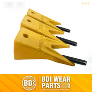 BDI Wear Parts X156WTL Twin Tiger Hensley Style Bucket Teeth with P156 Flex Pins - 3 Pack