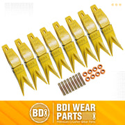 BDI Wear Parts Assembly Adapter 119-3204 Bolt On Shank / 1U3202WTL Excavator Bucket Teeth/Pin 8E6208 Retainer 8E6209, Caterpillar Bucket Tooth J200 Series - 8 Set