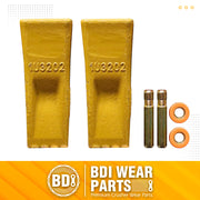 BDI Wear Parts 1U3202 Caterpillar Style General Purpose Dirt Excavator Bucket Teeth Long Tip with Pins and Retainers - 2 Pack