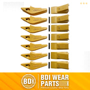 BDI Wear Parts Weld-on Flush Mount 2A Bucket Shanks 2AH Original Fab Bucket Teeth with Pins Backhole Excavator Bucket Digging Teeth Adapter - 7 Set