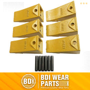 BDI Wear Parts Bucket Teeth for Skid Steering and Small excavators, X156S Bucket Teeth + P156 Roll Pins (6 PACK)