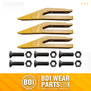 1358203 Bucket Teeth 6Y6335 Caterpillar Style Backhoe Loader / Excavator Unitooth with Bolts and Nuts - 3 Set