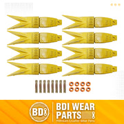 BDI Wear Parts Assembly Adapter 119-3204 Bolt On Shank / 1U3202WTL Excavator Bucket Teeth/Pin 8E6208 Retainer 8E6209, Caterpillar Bucket Tooth J200 Series - 8 Set