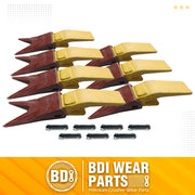 BDI Wear Parts Assembly U43792 Bucket Tooth Adapter +23 23WTL Bucket Teeth with TF23P Flex Pins/Weld on Bucket Teeth Compatible with Hensley Excavator - 7 Set