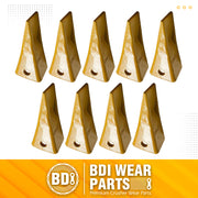 BDI Wear Parts 1U3202 Excavator Bucket Teeth, Caterpillar Bucket Tooth with Pins 8E6208 and Retainers 8E6209 for J200 Series - 9 Set