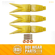 BDI Wear Parts Assembly Adapter 119-3204 Bolt On Shank / 1U3202WTL Excavator Bucket Teeth/Pin 8E6208 Retainer 8E6209, Caterpillar Bucket Tooth J200 Series - 3 Set