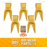 BDI Wear Parts 1U3202WTL Hensley Style Bucket Teeth for Excavator Buckets Caterpillars Tractor Backhoe Bucket Teeth for Skid Steer (5 Pack)