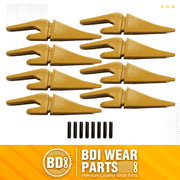 BDI Wear Parts Assembly 230X156 Backhoe Shank / X156L Bucket Teeth / P156 Roll Pins Bobcat Skid Steer Caterpillar Style for Mini Excavator - 8 Set