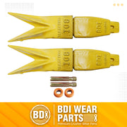 BDI Wear Parts Assembly Adapter 119-3204 Bolt On Shank / 1U3202WTL Excavator Bucket Teeth/Pin 8E6208 Retainer 8E6209, Caterpillar Bucket Tooth J200 Series - 2 Set