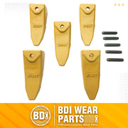 BDI Wear Parts X156T Tiger Hensley Style Bucket Teeth 5 Pack 156 Series Adapters Short Teeth