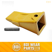 BDI Wear Parts Company Yellow X156L Long Bucket Teeth + P156 Roll Pin for Hensley Style for Skid Steer and Mini Excavators - 1 Pack