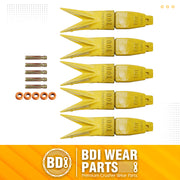 BDI Wear Parts Assembly Adapter 119-3204 Bolt On Shank / 1U3202WTL Excavator Bucket Teeth/Pin 8E6208 Retainer 8E6209, Caterpillar Bucket Tooth J200 Series - 5 Set
