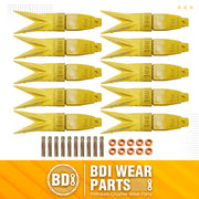 BDI Wear Parts Assembly Adapter 119-3204 Bolt On Shank / 1U3202WTL Excavator Bucket Teeth/Pin 8E6208 Retainer 8E6209, Caterpillar Bucket Tooth J200 Series - 10 Set