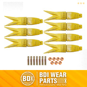 BDI Wear Parts Assembly Adapter 119-3204 Bolt On Shank / 1U3202WTL Excavator Bucket Teeth/Pin 8E6208 Retainer 8E6209, Caterpillar Bucket Tooth J200 Series - 7 Set