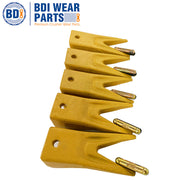 BDI Wear Parts X156WTL Twin Tiger Hensley Style Bucket Teeth 5 Pack with Flex Pins Weld On Adapter