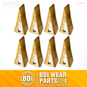 BDI Wear Parts 1U3202 Excavator Bucket Teeth, Caterpillar Bucket Tooth with Pins 8E6208 and Retainers 8E6209 for J200 Series - 8 Set