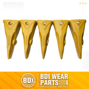 BDI Wear Parts Cat Bucket Teeth Combination of 1U3252RC Caterpillars J250 Hensley Style Buckets Teeth with Pins - 5 Pack