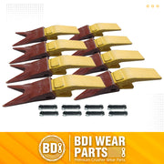 BDI Wear Parts Assembly U43792 Bucket Tooth Adapter +23 23WTL Bucket Teeth with TF23P Flex Pins/Weld on Bucket Teeth Compatible with Hensley Excavator - 8 Set
