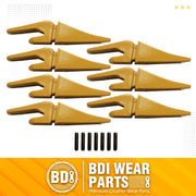 BDI Wear Parts Assembly 230X156 Backhoe Shank / X156L Bucket Teeth / P156 Roll Pins Bobcat Skid Steer Caterpillar Style for Mini Excavator - 7 Set