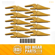 BDI Wear Parts Assembly 230X156 Backhoe Shank / X156L Bucket Teeth / P156 Roll Pins Bobcat Skid Steer Caterpillar Style for Mini Excavator - 10 Set