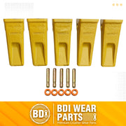 BDI Wear Parts 5 Pack Forged Caterpillar J350 Style Bucket Dirt Teeth w/Pins 8E6358 & 8E6359 Retainers - 1U3352 (5)