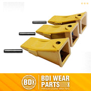 BDI Wear Parts Company Yellow X156L Long Bucket Teeth + P156 Long Pins for Hensley Style for Skid Steer and Mini Excavators - 3 Pack
