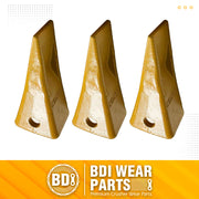 BDI Wear Parts 1U3202 Caterpillar Style General Purpose Dirt Excavator Bucket Teeth Long Tip with Pins and Retainers - 3 Pack
