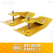 2PCS Tractor Bucket Protector Heavy Duty Steel Snow Plow Attachments Skid Edge Protector Turf Tamer Skid Protector with Lock Nuts and Bolts - Yellow