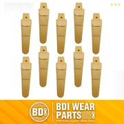 BDI Wear Parts Assembly Adapter set in use on a mini excavator, demonstrating compatibility and performance with Bobcat Skid Steer and Caterpillar Hensley Style machinery.