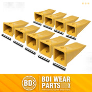 X156 Dirt Teeth Hensley Style Bucket Teeth/Tooth with P156 Roll Pins - 9 Pack