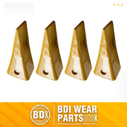 BDI Wear Parts 1U3202 Excavator Bucket Teeth, Caterpillar Bucket Tooth Takes Pins 8E6208 and Retainers 8E6209 for J200 Series - 4 Set
