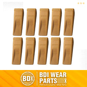 6Y3222 Caterpillar Bucket Teeth with Pins and Retainer Clips, CAT Style 6Y-3222 Long Tip J225 Replacement Dirt Tooth for Excavator - 10PK