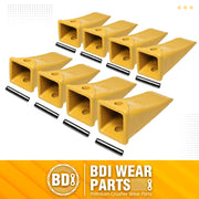 X156 Dirt Teeth Hensley Style Bucket Teeth/Tooth with P156 Roll Pins - 8 Pack