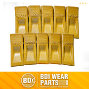 BDI Wear Parts 1U3202 Excavator Bucket Teeth, Caterpillar Bucket Tooth Takes Pins 8E6208 and Retainers 8E6209 for J200 Series - 10 Set