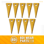 BDI Wear Parts 1U3202 Excavator Bucket Teeth, Caterpillar Bucket Tooth with Pins 8E6208 and Retainers 8E6209 for J200 Series - 9 Set