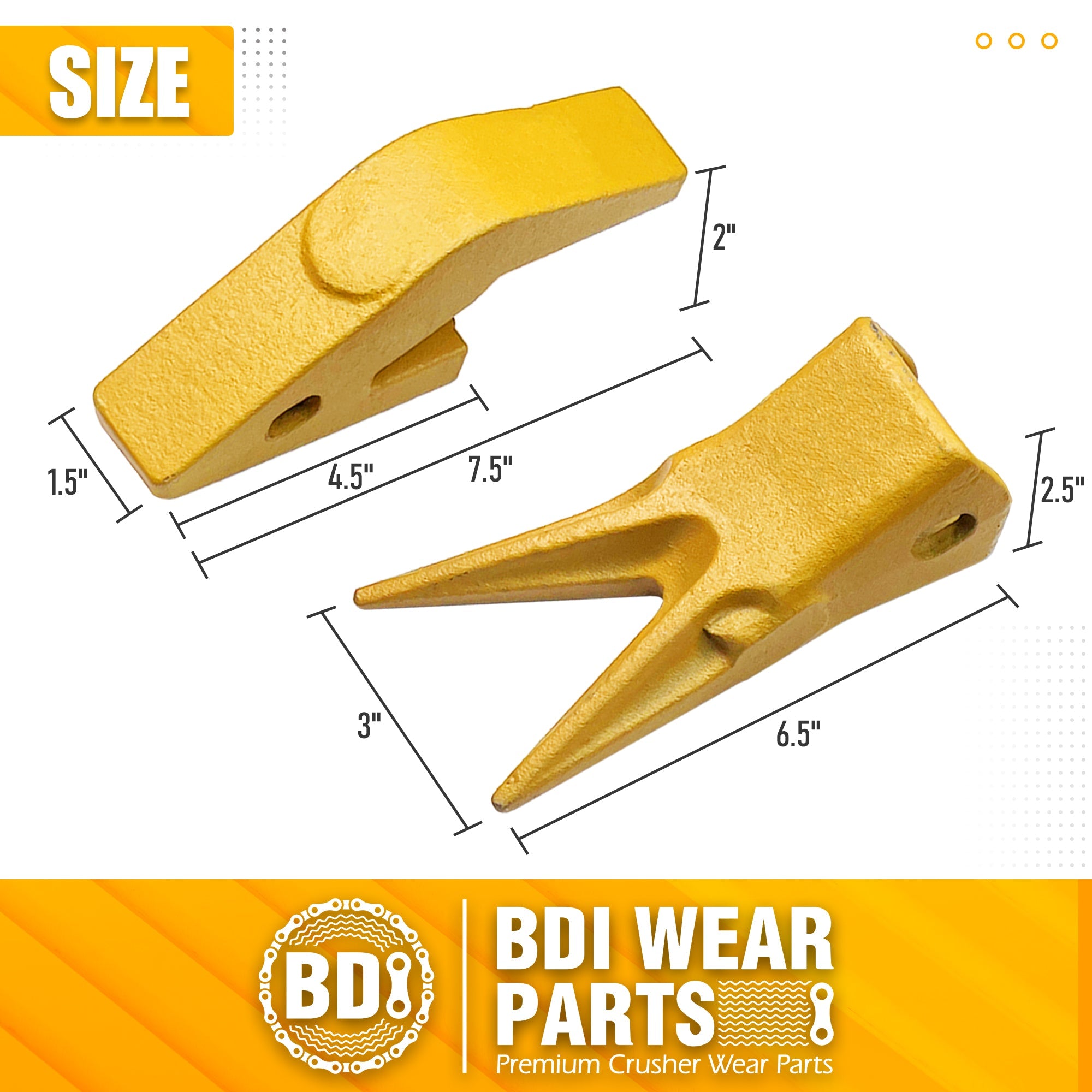 BDI Wear Parts 2740W23 Bucket Tooth Seat Adapter +23WTL H&L Tiger Bucket Digging Teeth/Bucket Teeth and 23FP Flexible Pin Combination (5)