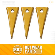 BDI Wear Parts 1U3202 Caterpillar Style General Purpose Dirt Excavator Bucket Teeth Long Tip with Pins and Retainers - 3 Pack