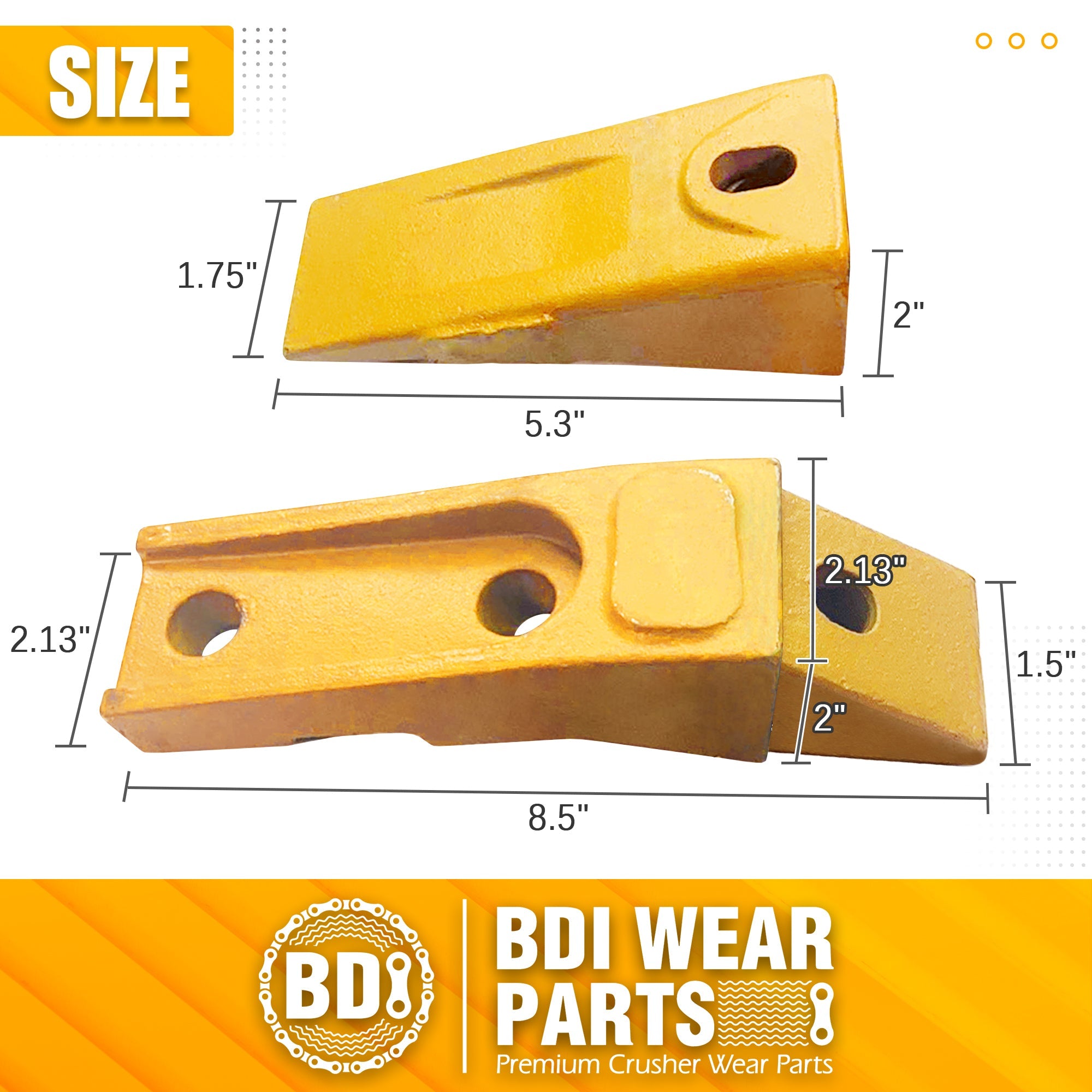 BDI Wear Parts 6737322Y, Assembly Bobcat Style Bucket Teeth 6737325 / Adapter 6737324 / Flex Pin 6737326/ Bolt and Nut (3 Set)