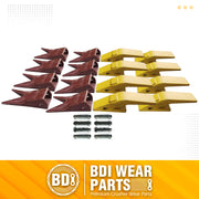 BDI Wear Parts Assembly U43792 Bucket Tooth Adapter +23 23WTL Bucket Teeth with TF23P Flex Pins/Weld on Bucket Teeth Compatible with Hensley Excavator - 8 Set