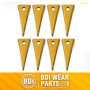 BDI Wear Parts 1U3202 Excavator Bucket Teeth, Caterpillar Bucket Tooth with Pins 8E6208 and Retainers 8E6209 for J200 Series - 8 Set