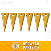 BDI Wear Parts 1U3202 Excavator Bucket Teeth, Caterpillar Bucket Tooth Takes Pins 8E6208 and Retainers 8E6209 for J200 Series - 6 Set