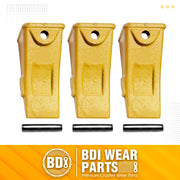 BDI Wear Parts Company Yellow X156L Long Bucket Teeth + P156 Long Pins for Hensley Style for Skid Steer and Mini Excavators - 3 Pack