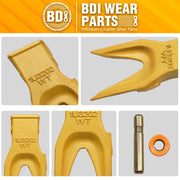 BDI Wear Parts 1U3202WTL Hensley Style Bucket Teeth for Excavator Buckets Caterpillars Tractor Backhoe Bucket Teeth for Skid Steer (5 Pack)
