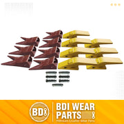 BDI Wear Parts Assembly U43792 Bucket Tooth Adapter +23 23WTL Bucket Teeth with TF23P Flex Pins/Weld on Bucket Teeth Compatible with Hensley Excavator - 7 Set