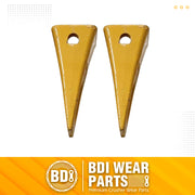 BDI Wear Parts 1U3202 Caterpillar Style General Purpose Dirt Excavator Bucket Teeth Long Tip with Pins and Retainers - 2 Pack