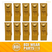 BDI Wear Parts Assembly 230X156 Backhoe Shank / X156L Bucket Teeth / P156 Roll Pins Bobcat Skid Steer Caterpillar Style for Mini Excavator - 10 Set